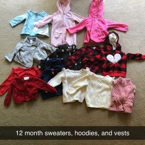 12 month sweaters/hoodies baby girl